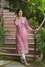 Juniper Onion Pink Rayon Festive Printed Straight Kurta For Women | Grocsy