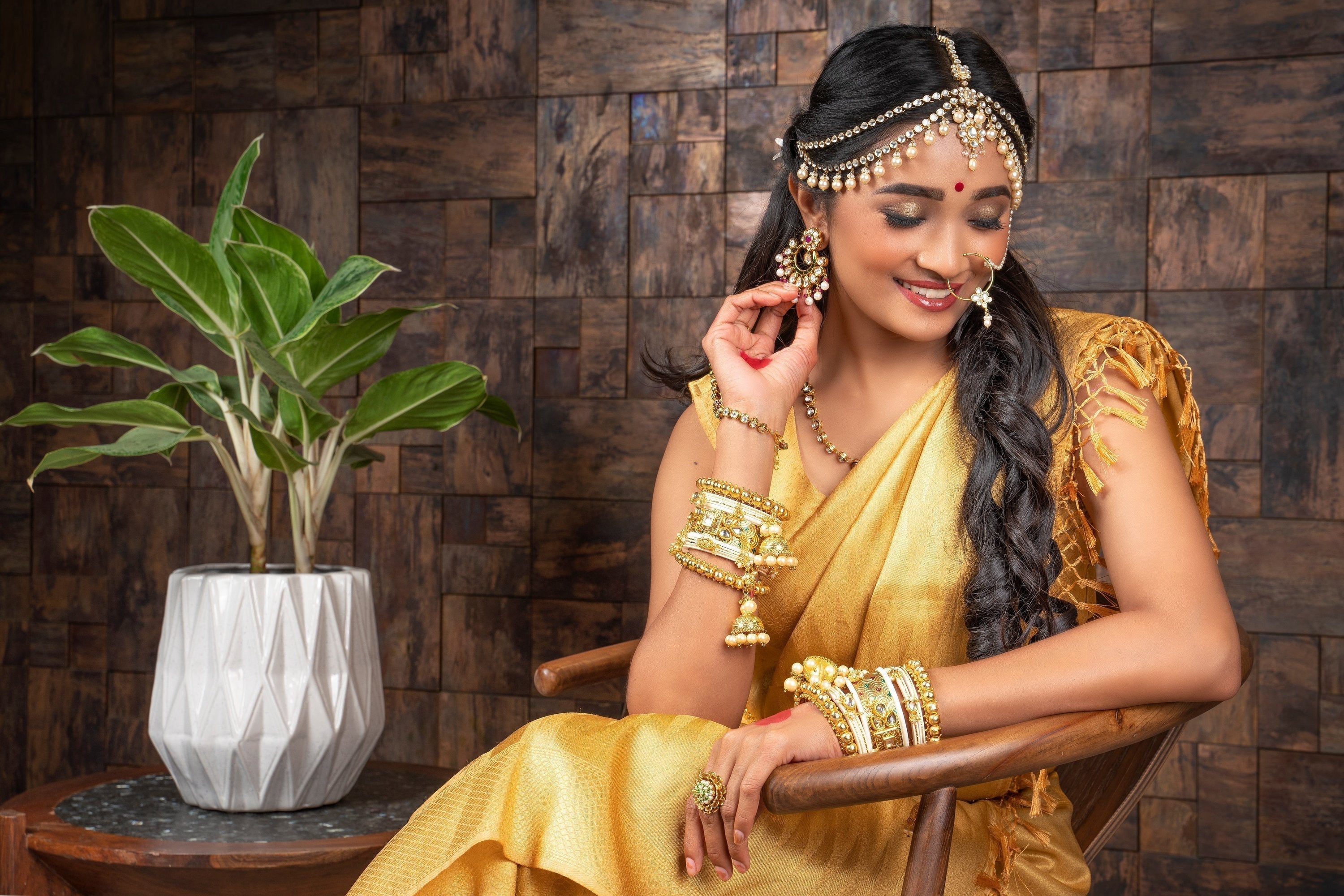 Vardha Tuscan Yellow Golden Zari Kanjeevaram Silk Saree | Grocsy