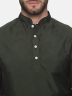Sethukrishna Men Green Striped Kurta with Dhoti Pants | Grocsy