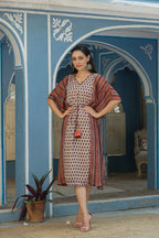 Juniper Cream Georgette Festive Printed Straight Kaftan For Women | Grocsy