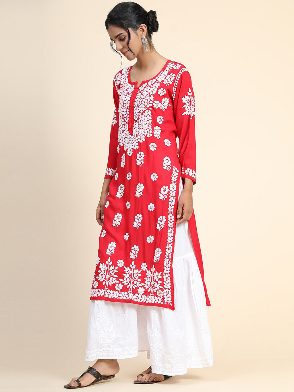 HOUSE OF KARI Women Embroidered Chikankari Cotton Kurta | Grocsy