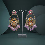 Tehzeeb Creations Purple Beads Multi Colour Earrings | Grocsy