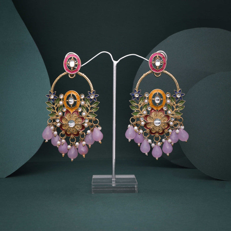 Tehzeeb Creations Purple Beads Multi Colour Earrings | Grocsy