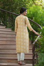 Juniper Beige Muslin Festive Wear Mirror Work Straight Kurta | Grocsy
