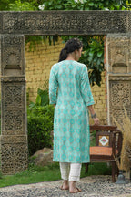 Juniper Skyblue Muslin Festive Wear Mirror Work Straight Kurta | Grocsy