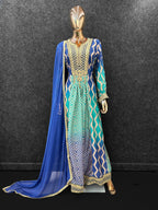 Anaita Blue Chinon Stitched Anarkali Suits With Embroidery & Sequence Work | Grocsy