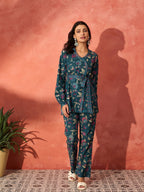 InWeave Blue Kalamkari Co Ord Set | Grocsy