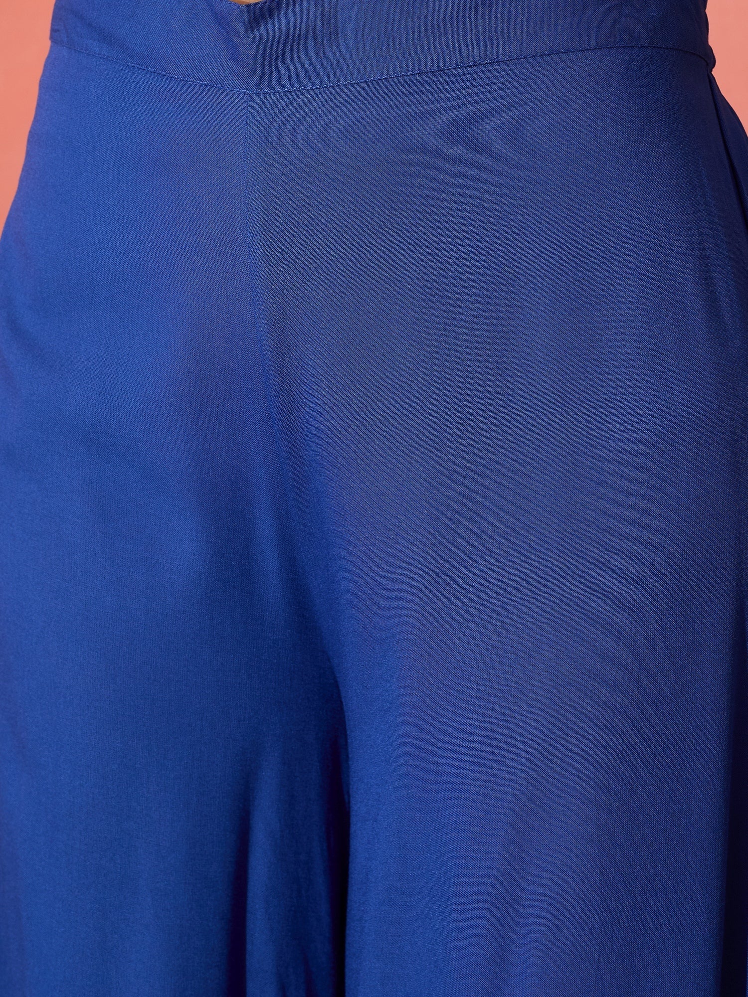InWeave Strappy Ink Blue With Blue Fuchsia Floral Organza Dupatta Set | Grocsy