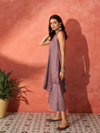 InWeave Mauve Lurex Short Palazzo Kurta Set | Grocsy