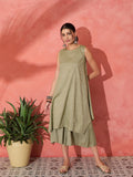 InWeave Olive Lurex Short Palazzo Kurta Set | Grocsy