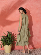InWeave Olive Lurex Short Palazzo Kurta Set | Grocsy