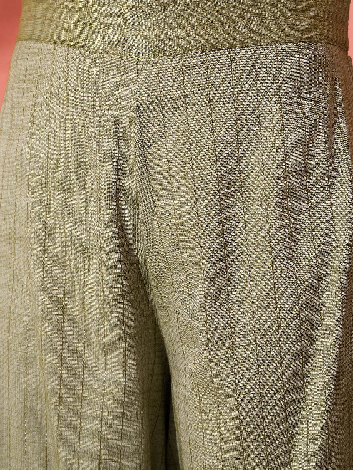 InWeave Olive Lurex Short Palazzo Kurta Set | Grocsy