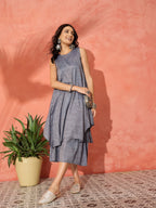 InWeave Blue Lurex Short Palazzo Kurta Set | Grocsy