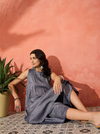 InWeave Blue Lurex Short Palazzo Kurta Set | Grocsy