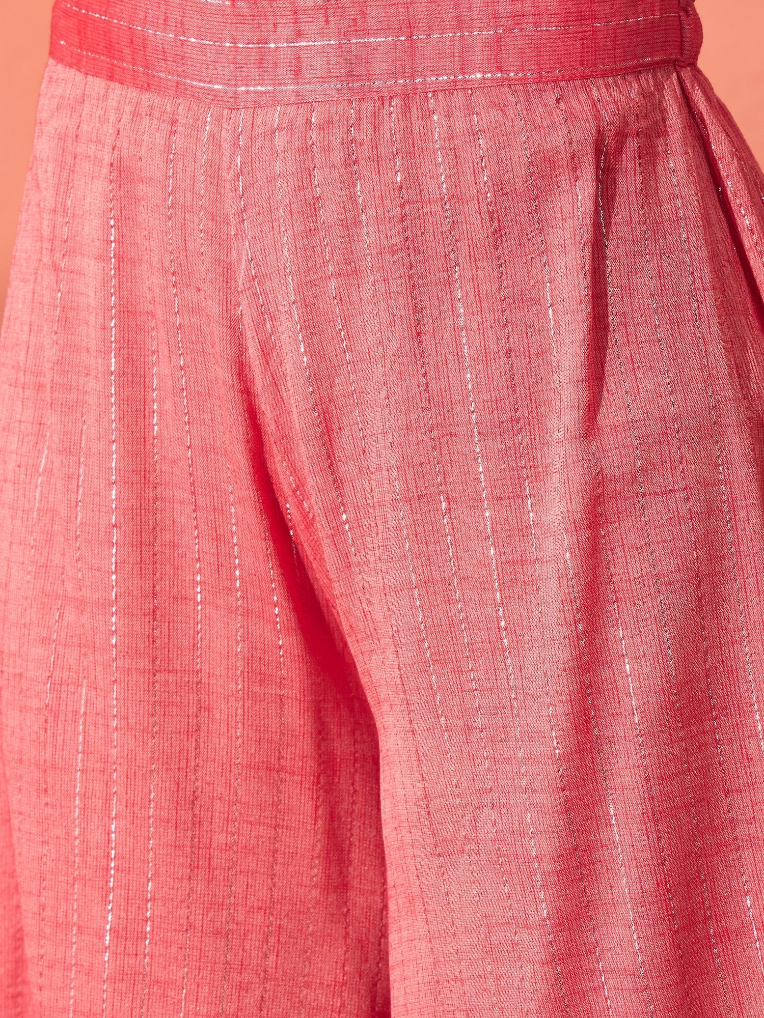 InWeave Red Lurex Short Palazzo Kurta Set | Grocsy
