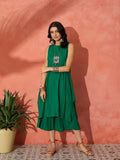 InWeave Forest Green Short Kurta Palazzo Set | Grocsy