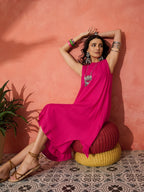 InWeave Fuchsia Short Kurta Palazzo Set | Grocsy