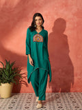 InWeave Teal Triangle Patch Kurta Set | Grocsy