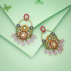 Tehzeeb Creations Purple Beads Multi Colour Earrings | Grocsy