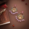 Tehzeeb Creations Purple Beads Multi Colour Earrings | Grocsy