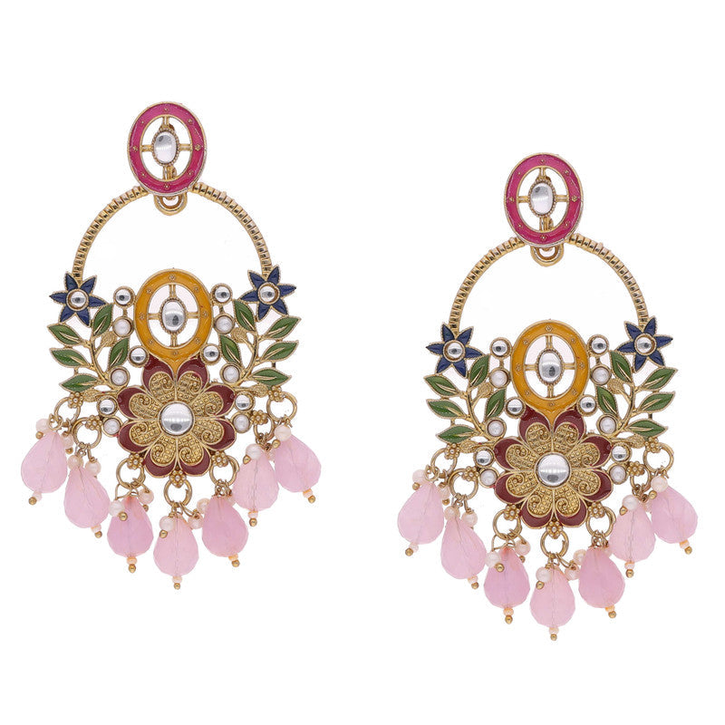 Tehzeeb Creations Purple Beads Multi Colour Earrings | Grocsy