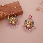 Tehzeeb Creations Purple Beads Multi Colour Earrings | Grocsy