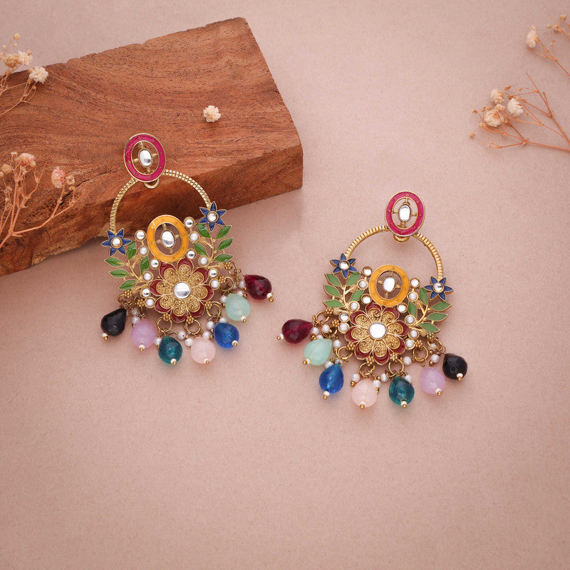 Tehzeeb Creations Multi Beads Multi Colour Earrings | Grocsy