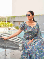 Tikhi Imli Floral printed ruffled saree | Grocsy
