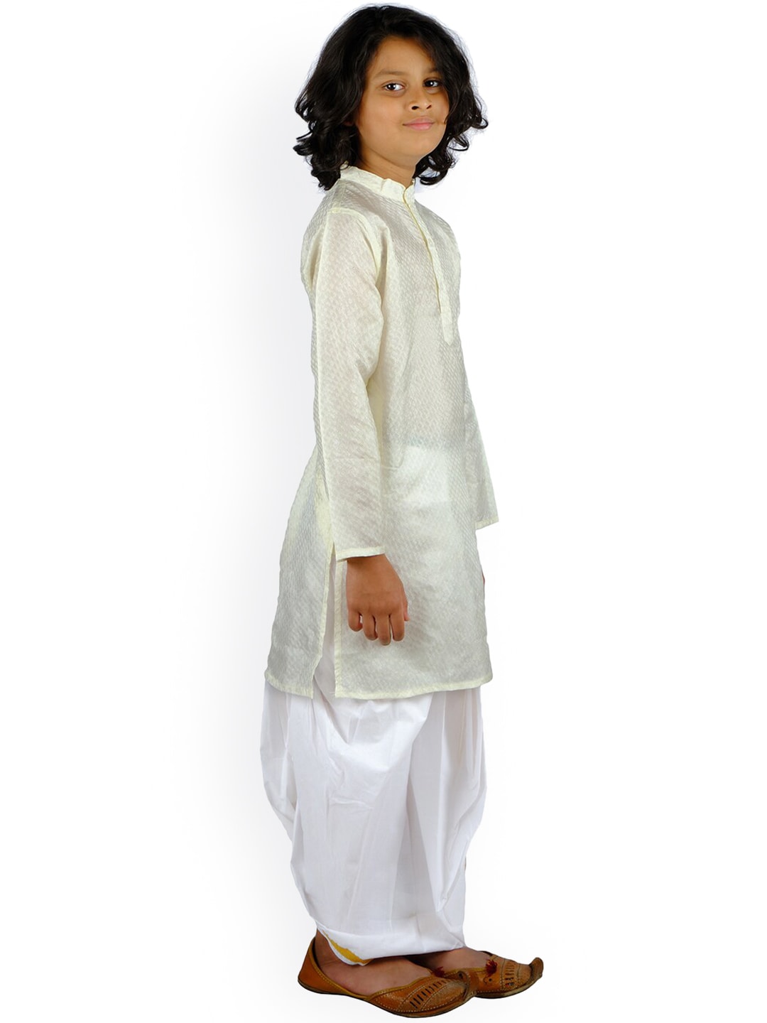 Sethukrishna Boys Cream & White Coloured Kurta with Dhoti Pants | Grocsy