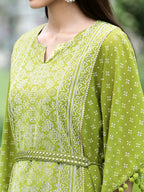Indian Clothing Juniper Green Georgette Festive Bandhej Printed Straight Kaftan For Women | Grocsy