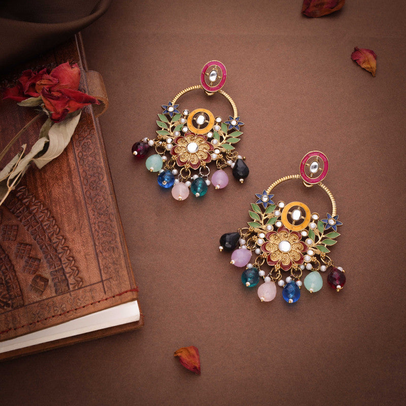 Tehzeeb Creations Multi Beads Multi Colour Earrings | Grocsy