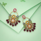 Tehzeeb Creations Pink Beads Multi Colour Earrings | Grocsy