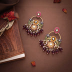 Tehzeeb Creations Pink Beads Multi Colour Earrings | Grocsy