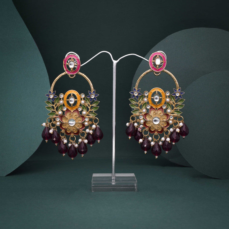 Tehzeeb Creations Pink Beads Multi Colour Earrings | Grocsy