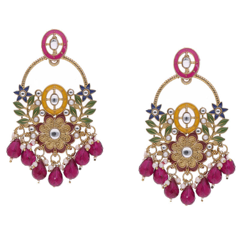 Tehzeeb Creations Pink Beads Multi Colour Earrings | Grocsy