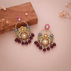 Tehzeeb Creations Pink Beads Multi Colour Earrings | Grocsy