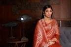 Vardha Candy Red Silver Zari Kanjeevaram Silk Saree | Grocsy