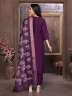 Vedant Vastram Kurta Pant set with Dupatta having Beautiful Hand work (Khatli Work) - Wine | Grocsy