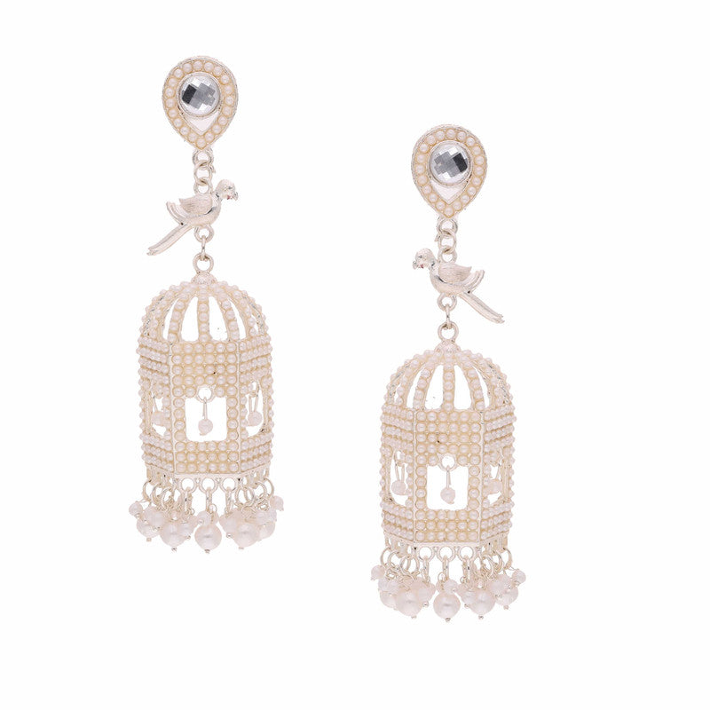 Tehzeeb Creations Gold-Polished Parrot Design Earrings | Grocsy