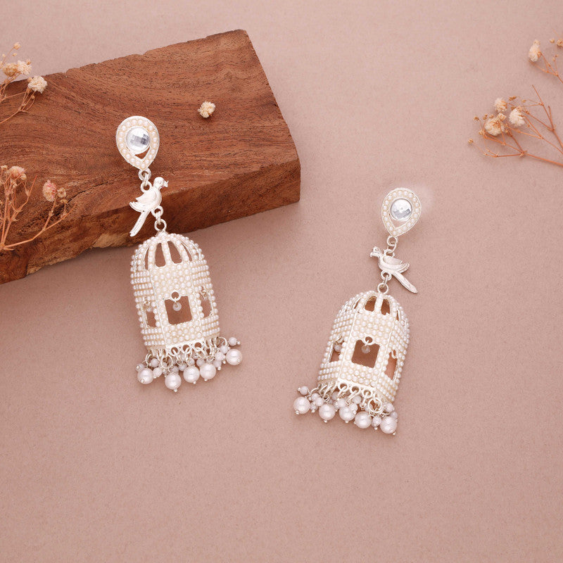Tehzeeb Creations Gold-Polished Parrot Design Earrings | Grocsy