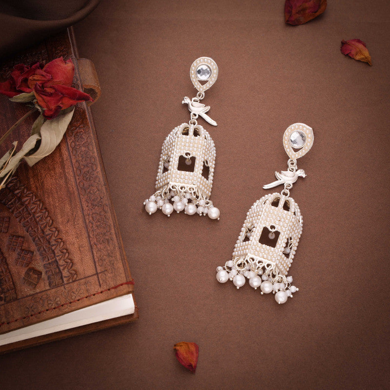 Tehzeeb Creations Gold-Polished Parrot Design Earrings | Grocsy