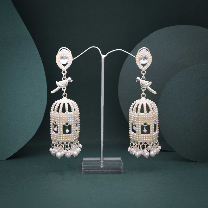 Tehzeeb Creations Gold-Polished Parrot Design Earrings | Grocsy