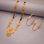 Tehzeeb Creations Gold-Polished Mangalsutra With Pair Of Bangle | Grocsy