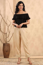 Juniper Gold Rayon Casual Wear Solid Straight Pants | Grocsy