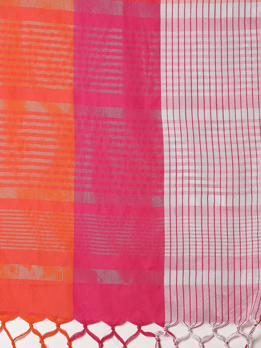Saree Mall Pink & Orange Checked Saree | Grocsy