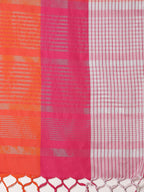 Saree Mall Pink & Orange Checked Saree | Grocsy