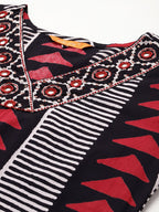 Indo Era Printed Regular Thread Work Pure Cotton Kurta with Trousers & With Dupatta | Grocsy