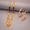 Tehzeeb Creations Gold-Polished Mangalsutra With Pair Of Bangle | Grocsy