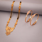 Tehzeeb Creations Gold-Polished Mangalsutra With Pair Of Bangle | Grocsy