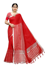 Vamika Red Cotton Silk Weaving Saree (Twitter Red) | Grocsy